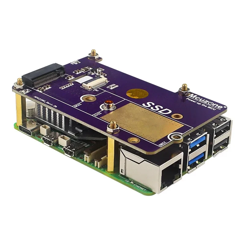 Raspberry Pi 5 PCIe a M.2 NVMe SSD compatible con Gen2/3 tamaño 2230 2242 2280 PCIE SSD placa de expansión para Pi5 RPi 5 - imagen 3