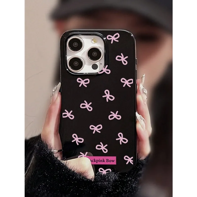 Funda de teléfono anticaída de TPU con estampado de lazo rosa ins, elegante, adecuada para iPhone 11/12/13/14/15/ 16 17Pro Max, PLUS/AIR - imagen 5