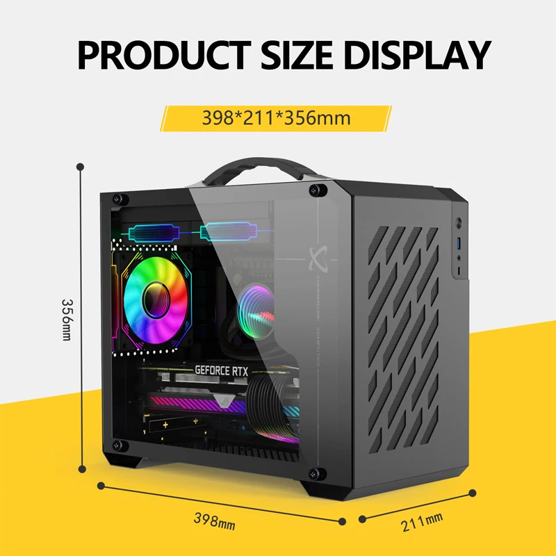 Power Train X200 MINI-ITX caja de ordenador portátil caja transparente lateral de vidrio 240 refrigerado por agua MATX escritorio pequeña caja de Host - imagen 2