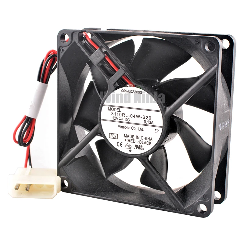 3110RL-04W-B20 ventilador de flujo axial de doble rodamiento de bolas, ventilador de refrigeración para CPU, fuente de alimentación de chasis, 8cm, 80mm, 80x25mm, DC12V, 0.13A - imagen 4