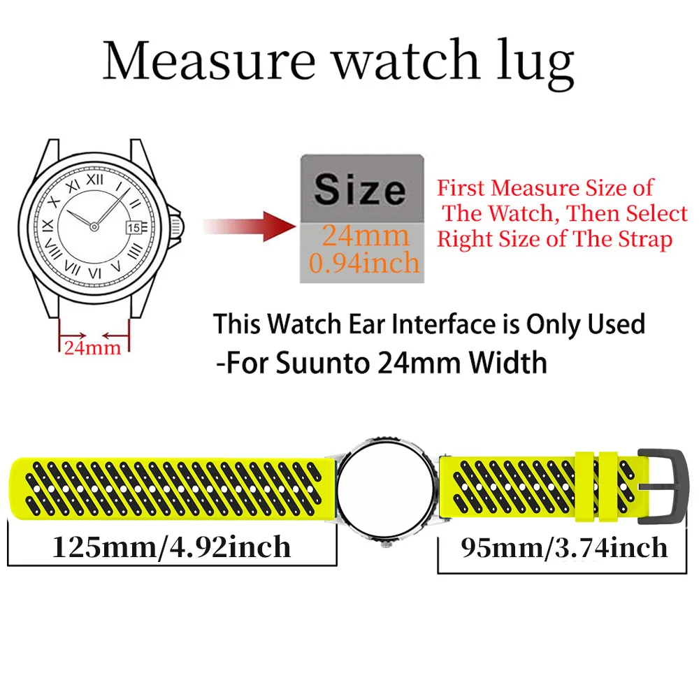 Correa de silicona para reloj Suunto 7 9 Spartan, Correa deportiva de 24mm, pulsera de repuesto para reloj inteligente Suunto 9 baro - imagen 4