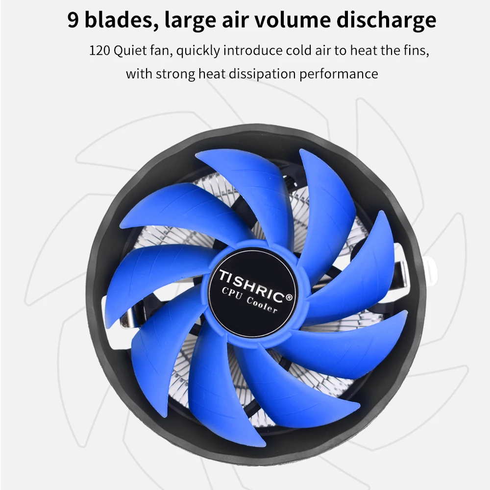 TISHRIC ventilador enfriador de CPU PWM 3 pines ventilador de cubierta de computadora Intel para Intel LGA 1150 1151 1155 1156 775 1200 AMD AM3 AM4 radiador - imagen 2