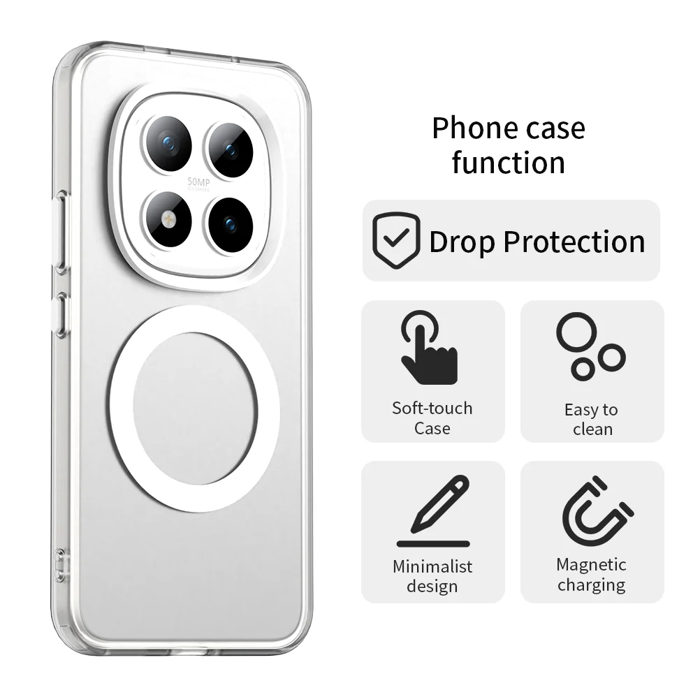 Para Redmi Note 15 5G Funda magnética de carga inalámbrica Funda Redmi Note 15 Pro Coque mate translúcido PC contraportada Redmi Note 15 - imagen 4