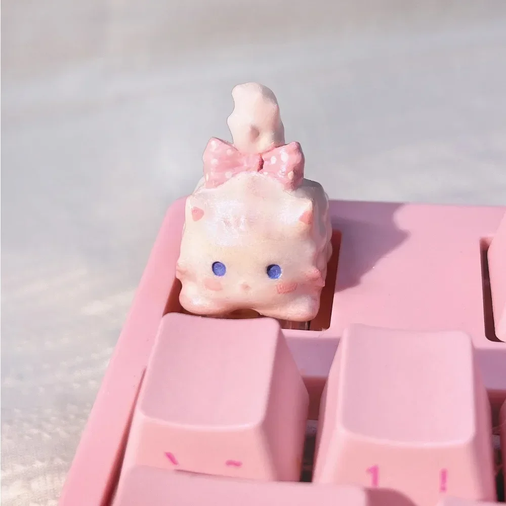 WANI Kitty-cat ArtisanKeycap personalizado lindo tapa de teclado de resina hecha a mano KeyCap para accesorios de teclado mecánico 1U Cherry MX regalo - imagen 4