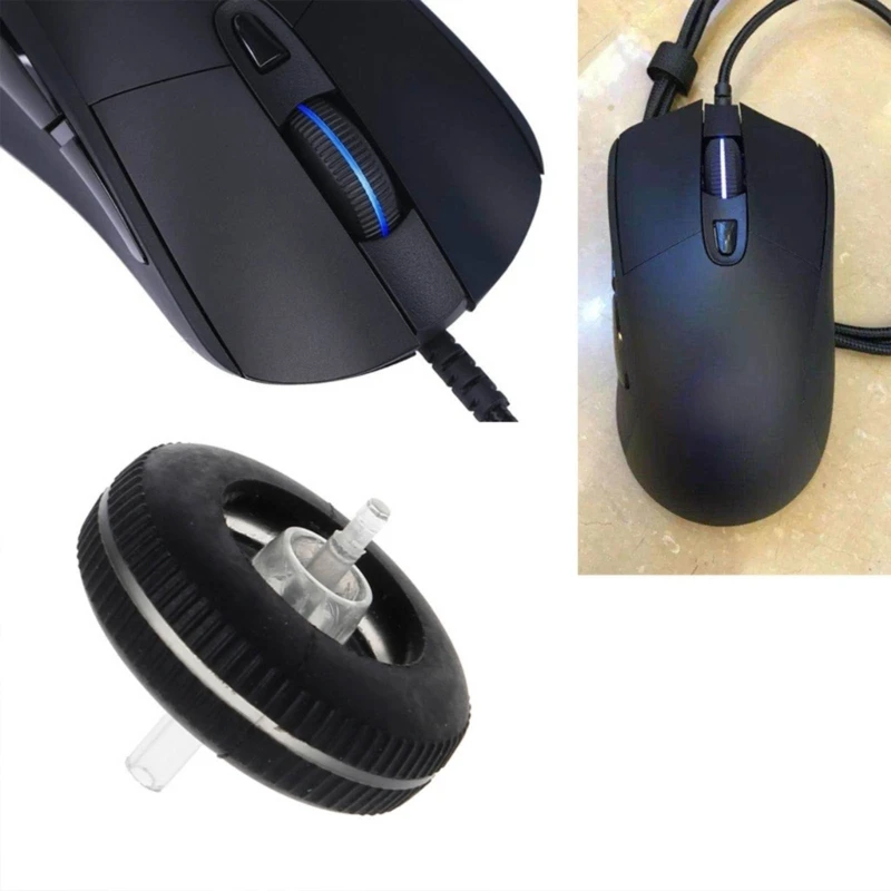 Un mouse negro de computadora con luz azul