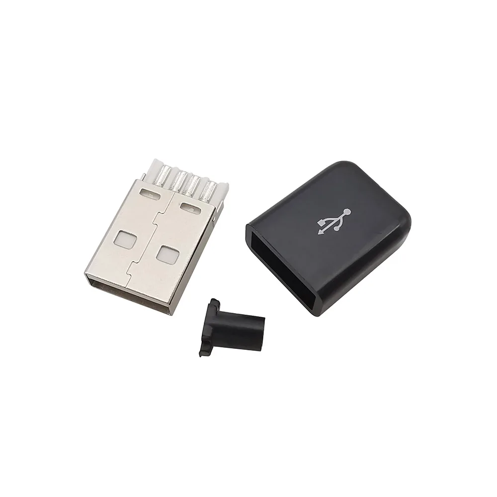 5/10 Uds. Conector tipo soldadura USB 2,0 tipo A macho de 4 pines con carcasa de plástico blanco y negro para accesorios de Cable de datos DIY - imagen 2