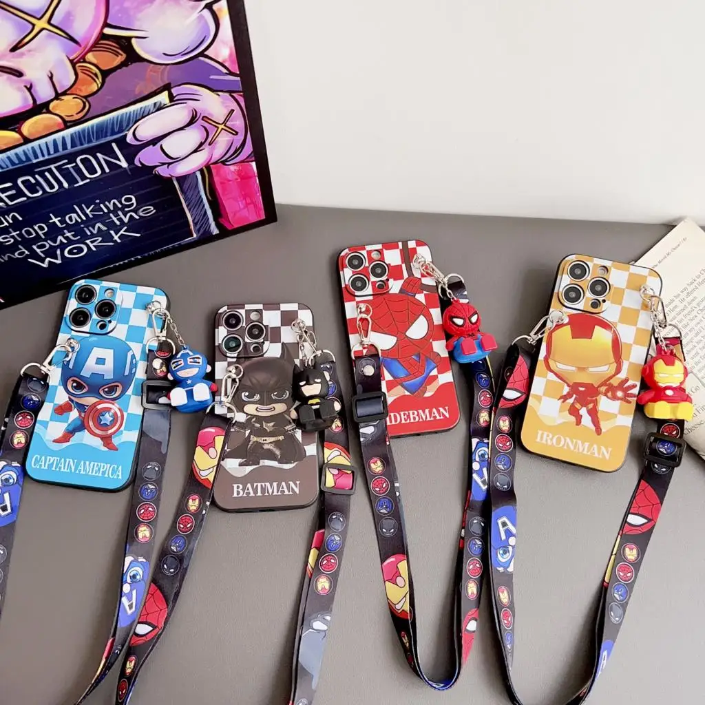 Spider Man para Samsung Galaxy A13 A14 A03 A04 A23 A32 A23 A33 A52 A72 A34 A24 A54 A73 S23FE funda con cuerda de soporte - imagen 3