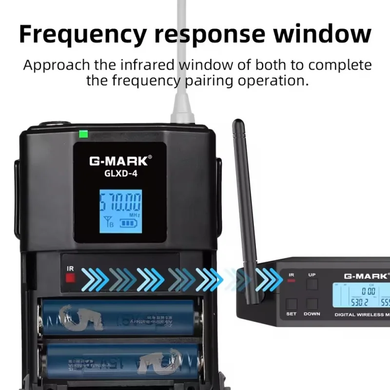 Micrófono Lavalier inalámbrico profesional GLXD4, auriculares de doble canal, micrófono para enseñanza de voz en la Iglesia, puesta en escena personalizada - imagen 4