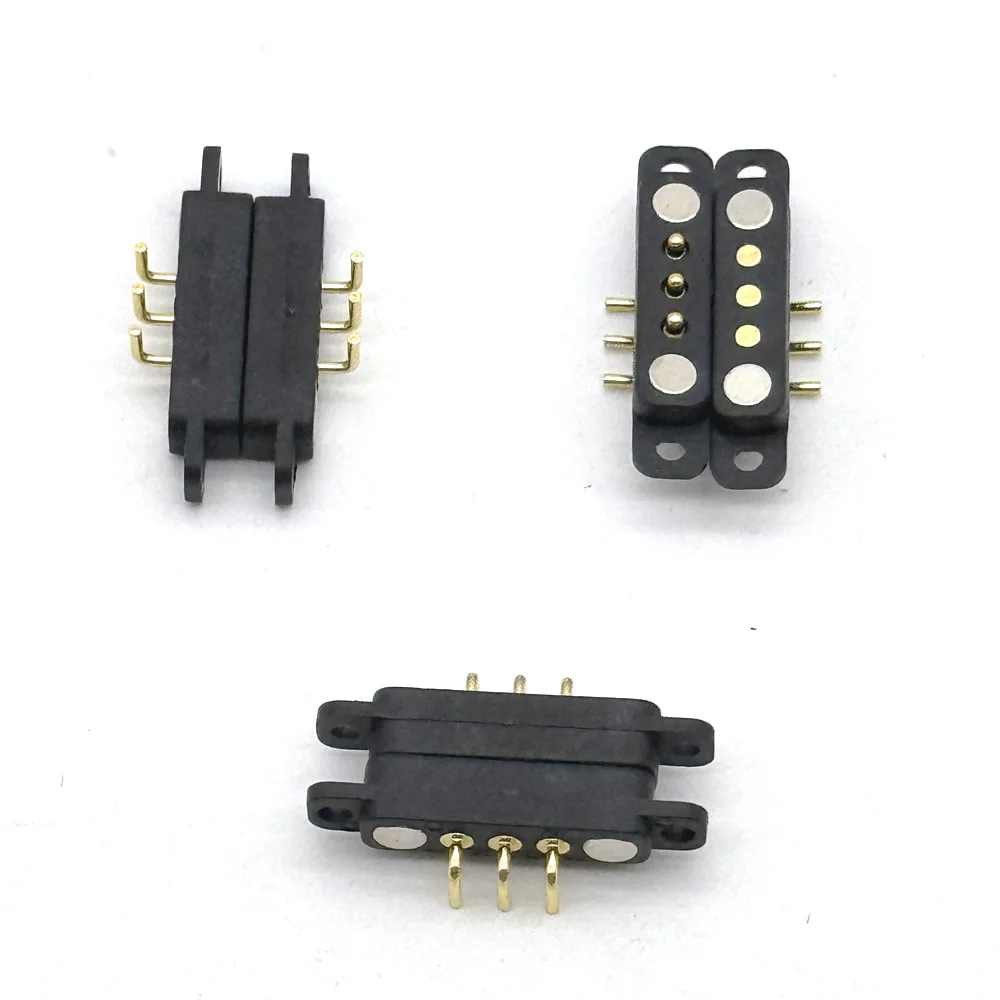 Conector Pin Pogo magnético resistente al agua de 3 pines con orejas, aguja curva macho y hembra con resorte, carga de transmisión de señal CC - imagen 4