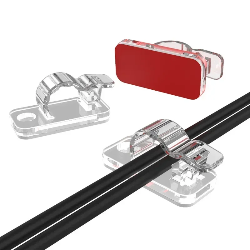 Clips para cables autoadhesivos, gestión de cables, soporte para cables, abrazadera organizadora, administrador de cables ordenado para escritorio, Clips para el hogar y la Oficina, 10/50 Uds. - imagen 4