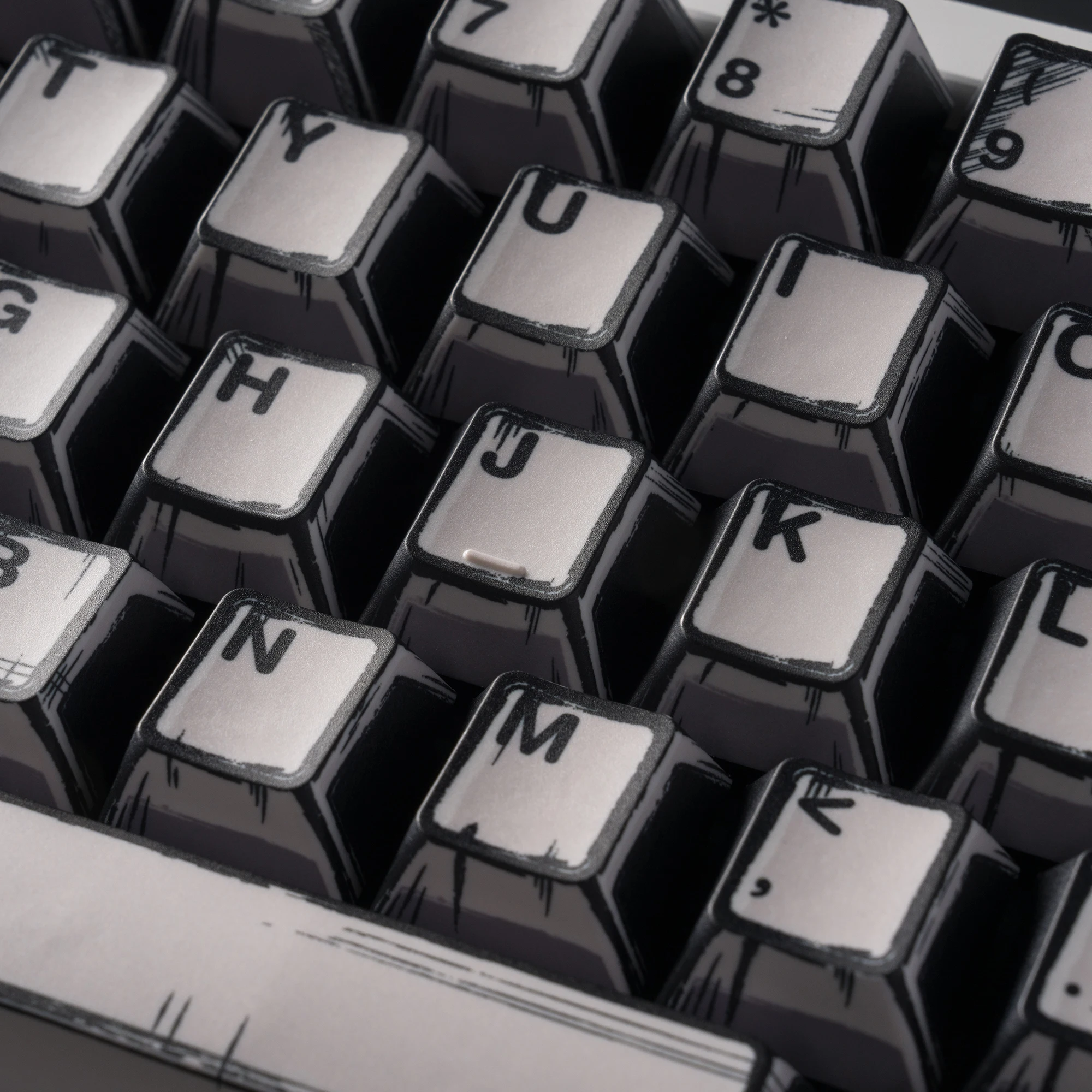 TUT MANGA Dye Sub Keycap Set perfil grueso PBT Cherry para teclado 87 tkl 104 ansi xd64 bm60 xd68 BM65 estilo cómico de dibujos animados - imagen 3