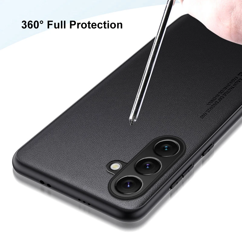 Funda de cuero PU de lujo para Samsung Galaxy M35 5G, funda trasera de silicona mate a prueba de golpes, funda de teléfono de protección completa para Samsung M35 - imagen 5