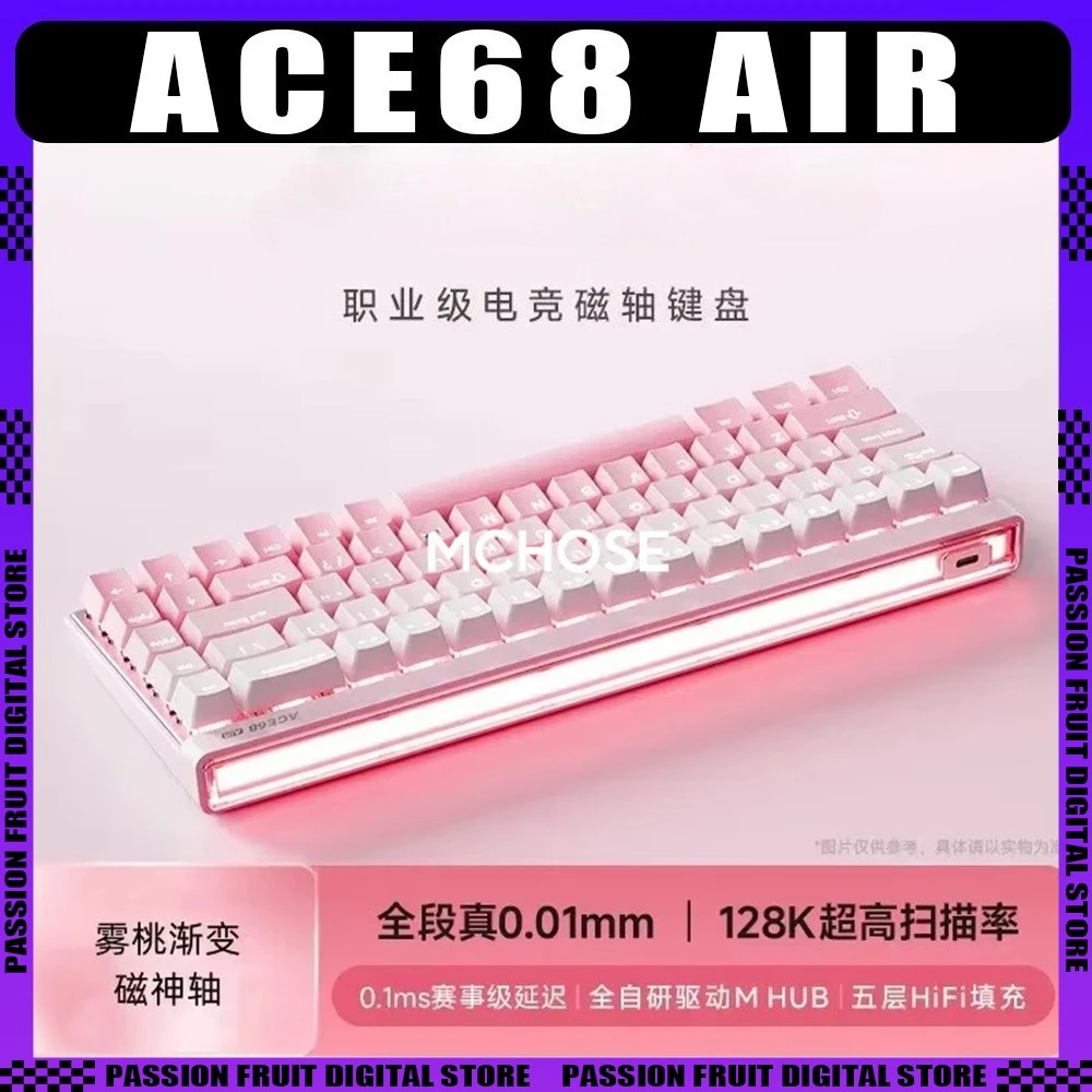 Nuevo MCHOSE ACE68 Air interruptor magnético 8K Teclado mecánico para juegos con cable personalizado RT0.01MM 128K 0,1 MS teclado SOCD RGB TGL PC
