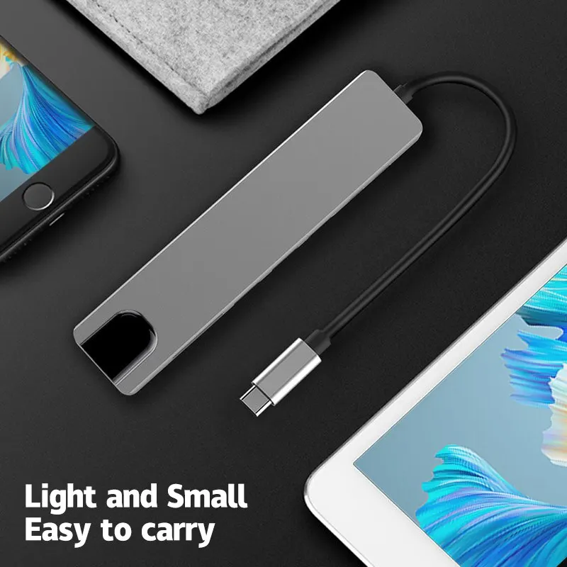 Concentrador de red USB tipo C 8 en 1, adaptador HDMI 4K, RJ45, Lan, Ethernet, TF, SD, lector de USB-C, estación de acoplamiento 3,0, tipo C, portátil, Macbook - imagen 4