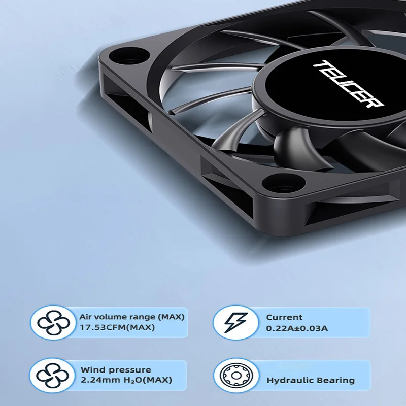 TEUCER UT-60 ventilador delgado con cubierta de PC de 60mm 3500RPM alto flujo de aire Control inteligente de temperatura enfriador de CPU ventilador de refrigeración ultrafino de 6/7CM - imagen 3
