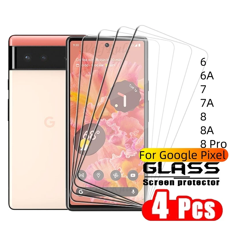 4 Uds para Google Pixel 6 vidrio para Google Pixel 6 6A 7 7A 8 Pro 8A vidrio templado 9H Protector de pantalla transparente Google Pixel 6 - imagen 2