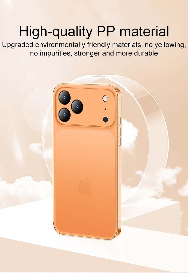 Funda rígida ultrafina de color naranja mate de 0,3 mm para iPhone 17 pro Max transparente PP transparente suave compatible con iPhone AIR - imagen 3