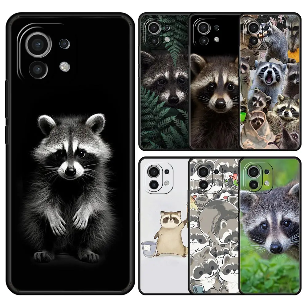 Funda de teléfono mapache para Xiaomi Mi 15 14 13 12 11 Lite 13T 12T Pro Poco X6 X5 X4 Pro 5G X3 NFC F6 F5 F4 M5 funda suave
