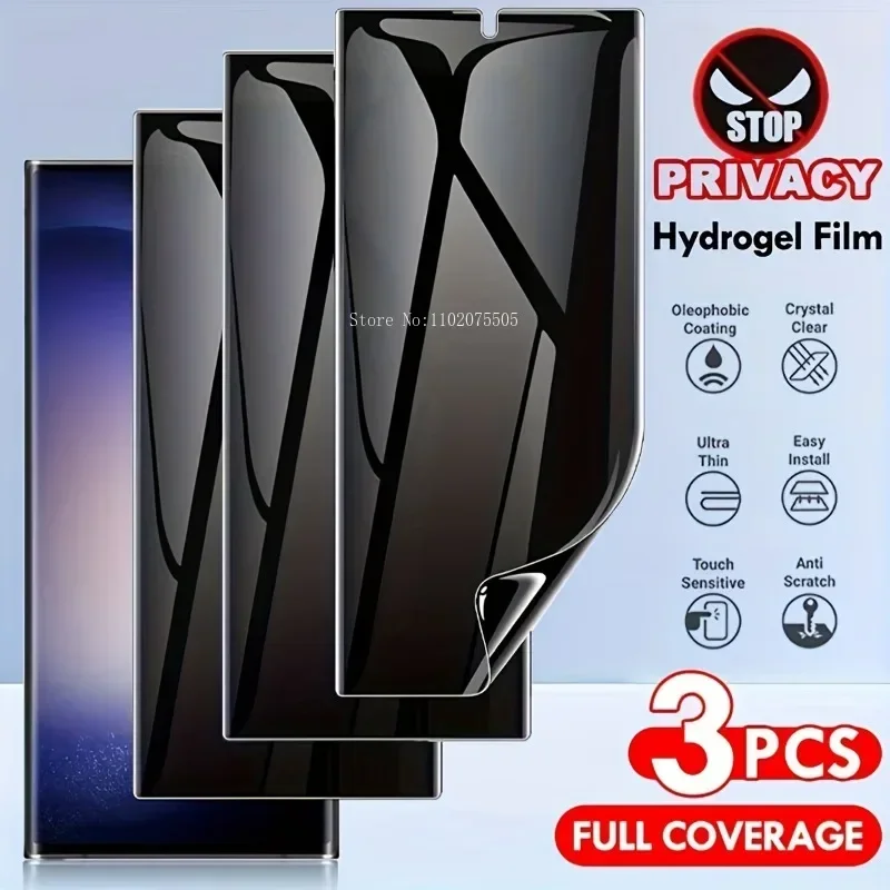 3 paquetes de protectores de pantalla de hidrogel de privacidad para Samsung Galaxy S24 S23 S22 Ultra S9 S8 S10 Plus S21 20 FE Note 10 20 Ultra Film