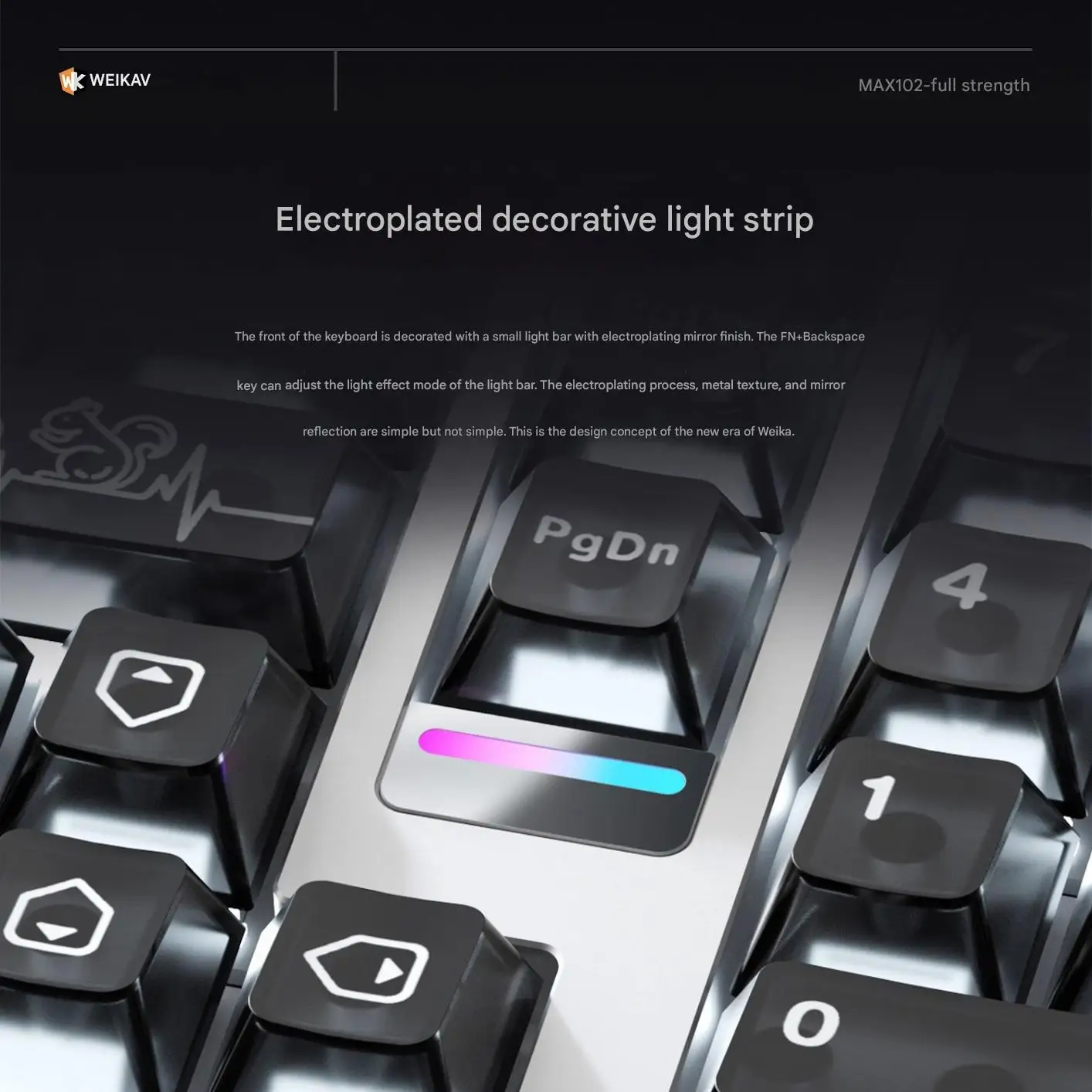 Weikav MAX-102 Teclado mecánico aleación de aluminio RGB inalámbrico Bluetooth tres modos intercambio en caliente soporte QMK a través para jugadores de PC - imagen 5