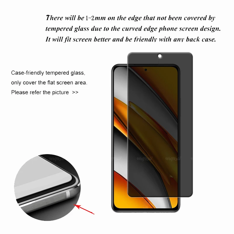 4 Uds para Poco F3 vidrio Xiaomi Poco F3 F 3 vidrio templado 9H HD Protector de privacidad Anti-espía Protector de pantalla Poco F3 PocoF3 - imagen 4