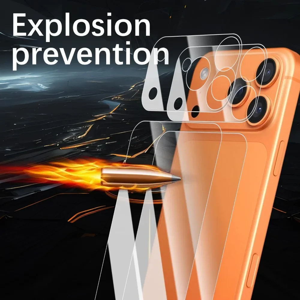 5-1 juegos de Protector de lente de vidrio PET HD y película trasera para IPhone 17 Pro/17 Pro Max, película de lente antiarañazos, protectores traseros de media cobertura - imagen 3