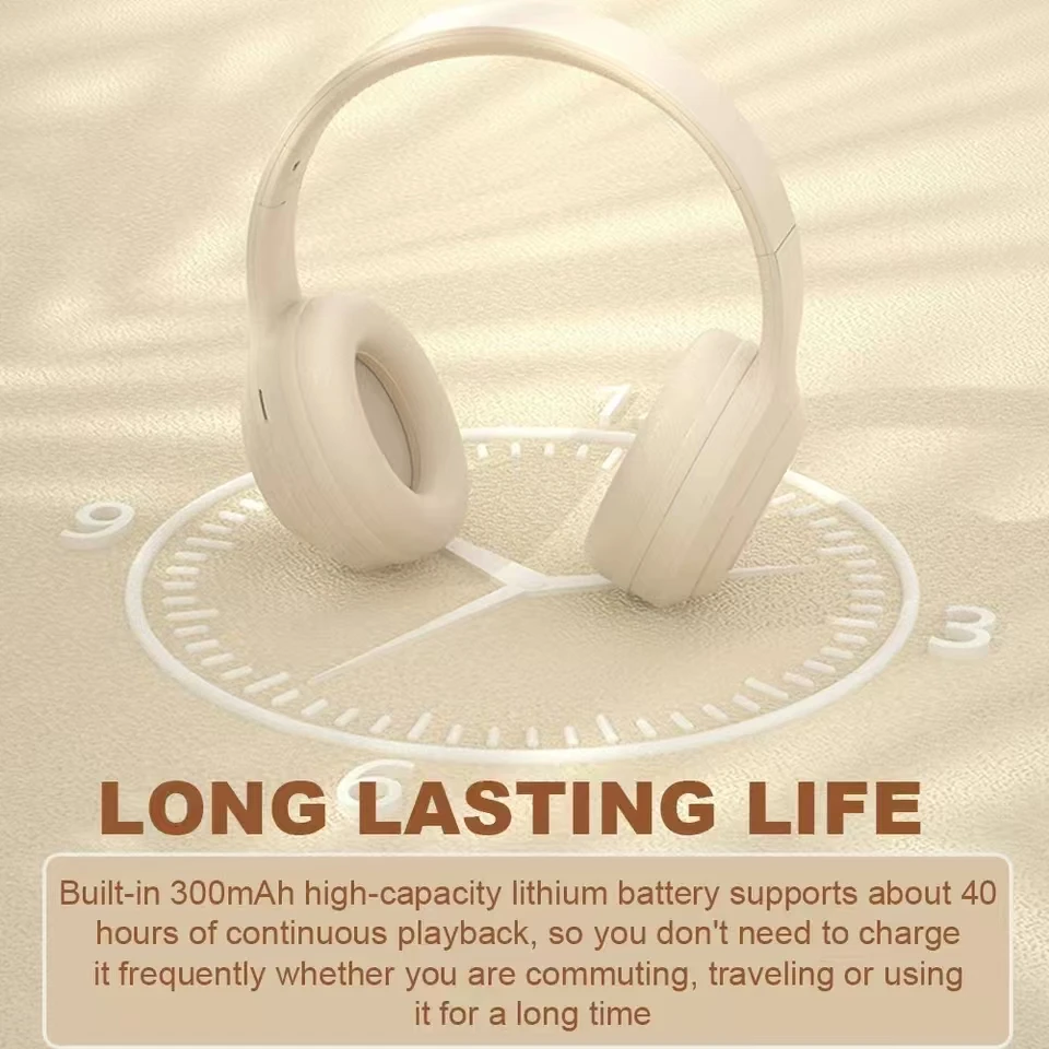 Auriculares con graves envolventes 9D, inalámbricos por Bluetooth 5,3, auriculares sobre la oreja con reducción de ruido, auriculares deportivos para juegos con micrófono HD, manos libres - imagen 4