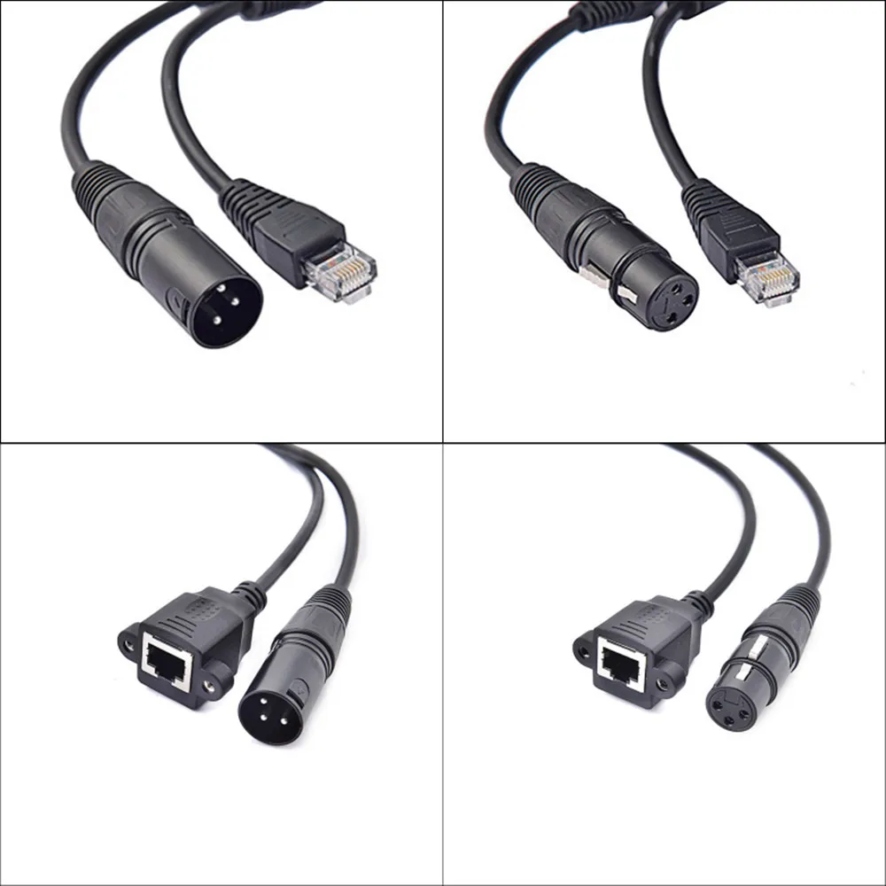 Cable convertidor adaptador de conector de red XLR macho/hembra de 3 pines a RJ45 para sistemas de altavoces Behringer de micrófono y Radio