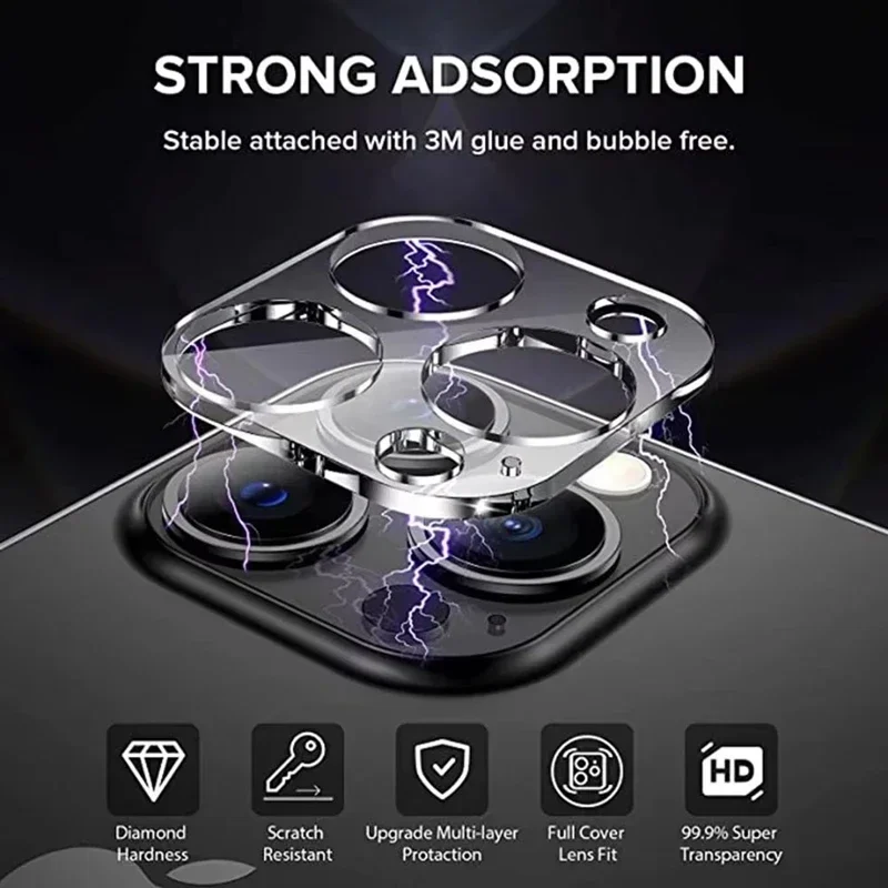 3 uds Protector de lente de cámara de vidrio para iPhone 15 14 13 11 12 16 Pro Max película protectora de vidrio de cámara para IPhone 13 Mini 15 16 Plus - imagen 3