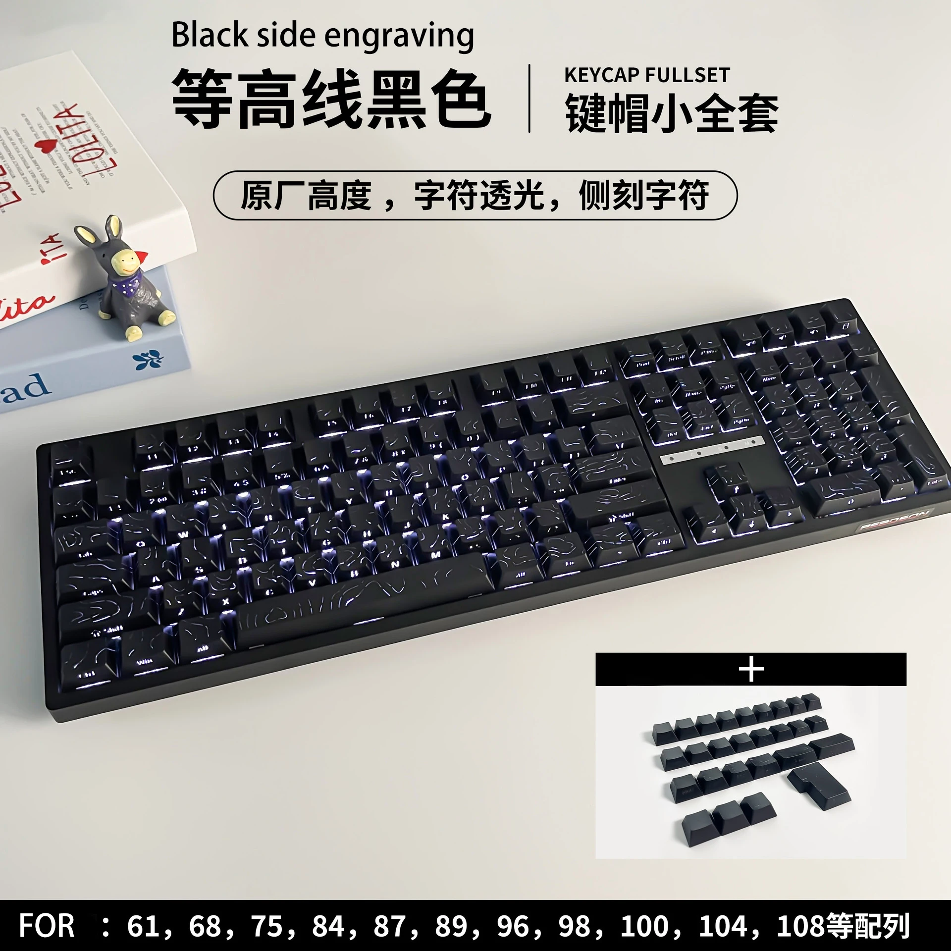 Teclas PBT de color rosa degradado, 135 teclas para perfil Cherry, teclas de doble disparo, impresión lateral, retroiluminado RGB, interruptor Cherry MX, Keyboa para jugadores - imagen 3