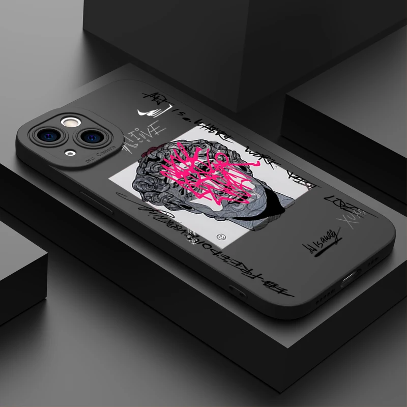 Graffiti gran arte estético David funda para iPhone 15 Pro Max fundas iPhone 14 13 12 11 XS Max XR X 7 8 Plus SE 2 2020 funda suave
