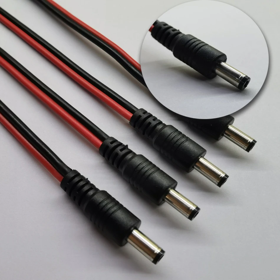 Cable de alimentación macho hembra 18 AWG 5A conector CC 30cm 2 pines 5-24V Cable adaptador de corriente 5,5x2,1mm 2,5mm enchufe para tira de LED de cámara de TV - imagen 5