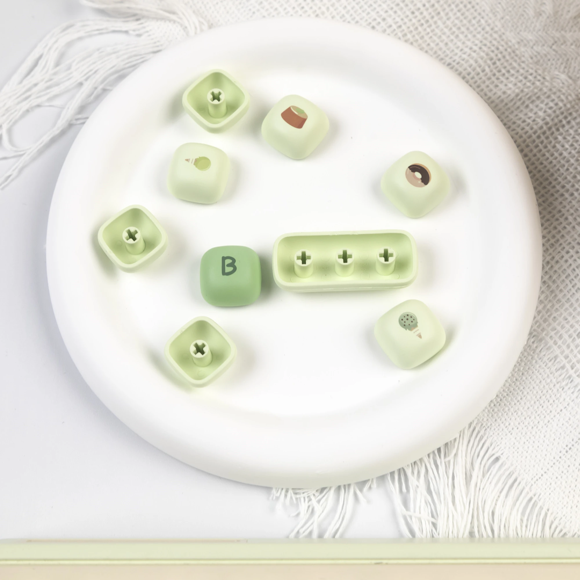 MOG Keycaps Pbt Big Set tinte-Sub cereza perfil postre verde para teclado mecánico Hi75 personalizado lindo Keycaps regalo para niña - imagen 2