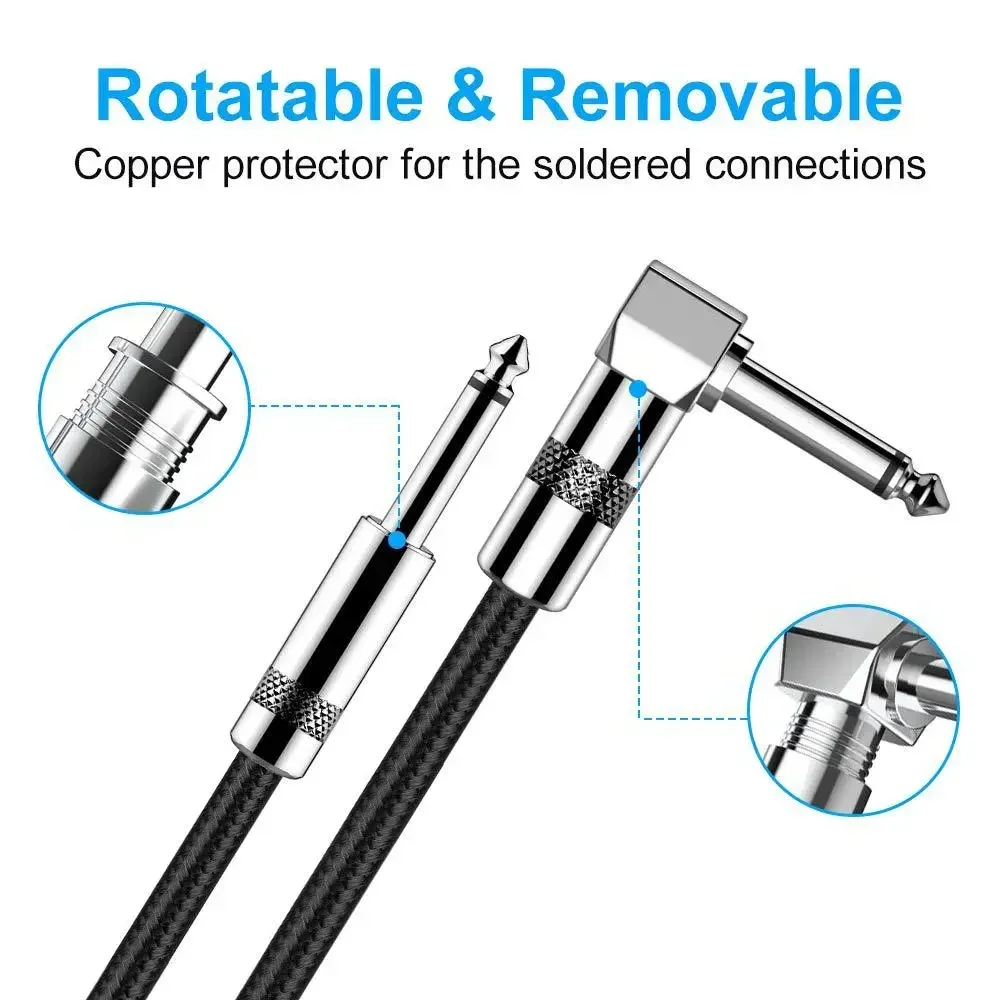 Cable de guitarra de 10m, 5m, 3m, 2m, 1m, Cable de Audio auxiliar de calidad para guitarra eléctrica, Cable amplificador de instrumentos de bajo, ángulo recto 1/4 - imagen 5