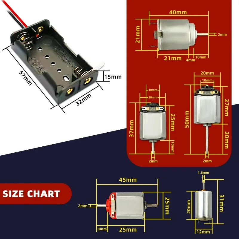 Kit de motores eléctricos DC TT, engranajes de plástico con Mini Motor RC, 1,5-3V, 15000RPM, hélice de eje de cable electrónico para proyectos de juguetes DIY - imagen 3