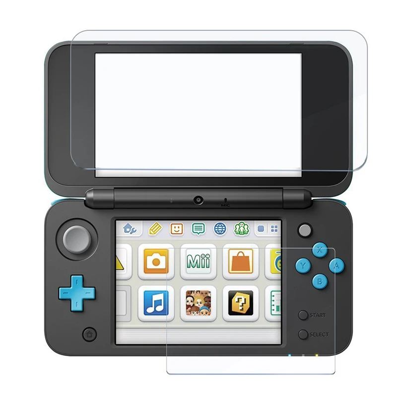 2 unids/set filtro protector de pantalla LCD transparente Compatible con Nintendo nuevo 2DS XL LL Protector de pantalla antiarañazos superior + botón - imagen 2
