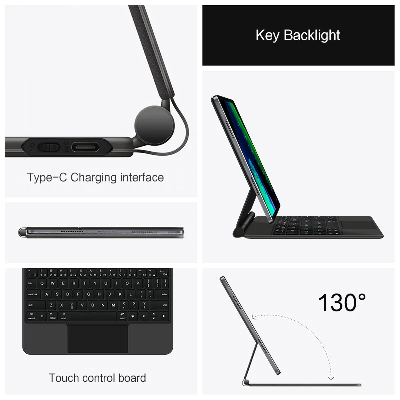 Teclado mágico AJIUYU para Xiaomi Mi Pad 6 Pro 11 "MiPad 6 6Pro funda con teclado TrackPad inteligente magnético árabe español portugués - imagen 3