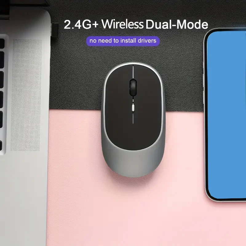 Ratón inalámbrico recargable para Gamer, modos duales, compatible con Bluetooth, 2,4G, USB, silencioso, para portátil, tableta, Macbook - imagen 3