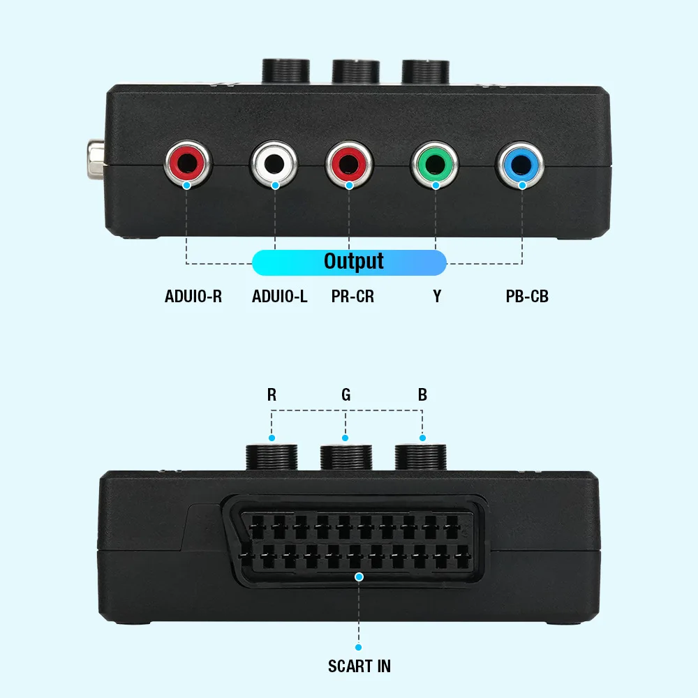 Convertidor RGBS VGA SCART a YPBPR, consola de juegos RGBS VGA SCART a YPBPR, convertidor de diferencia de Color, brillo de Color ajustable - imagen 4