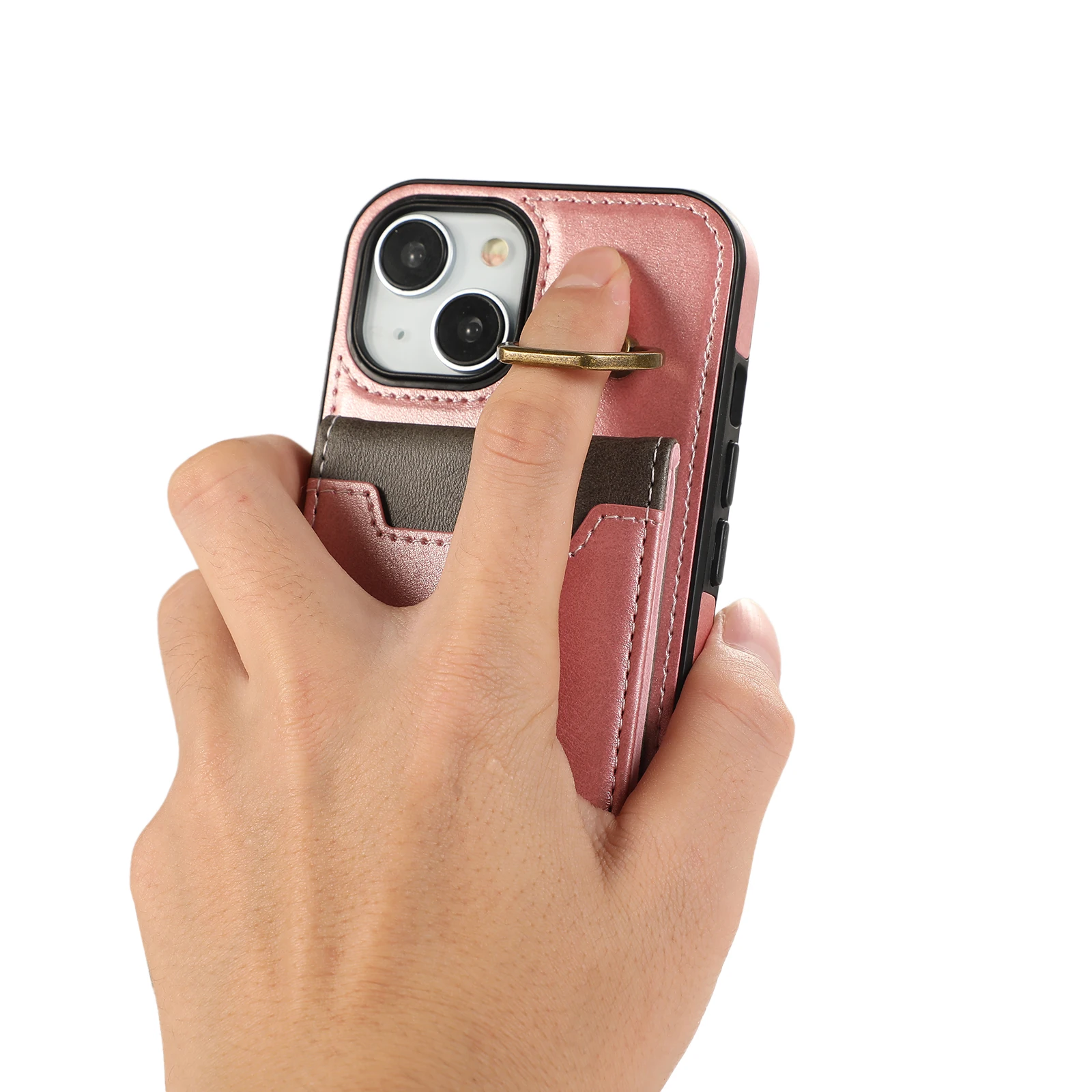 Funda de cuero con soporte de anillo Vertical para iPhone, cartera con correa para tarjetas, 15 Pro Max, 14 Plus, 13, 12, 11, XS, XR, 8, SE, 2022 - imagen 2