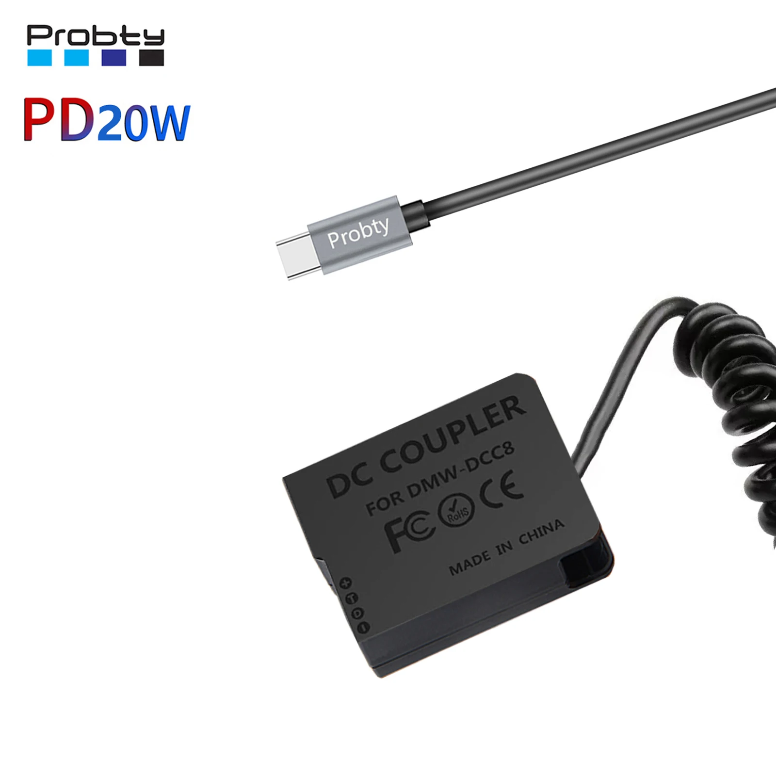 PD20W USB-C a DMW-DCC8 DMW-BLC12 batería simulada para Panasonic DMC-FZ300 DMC-FZ330 DMC-FZ2000 DMC-FZ2500 DC-FZ10002 DC-FZ1000 II