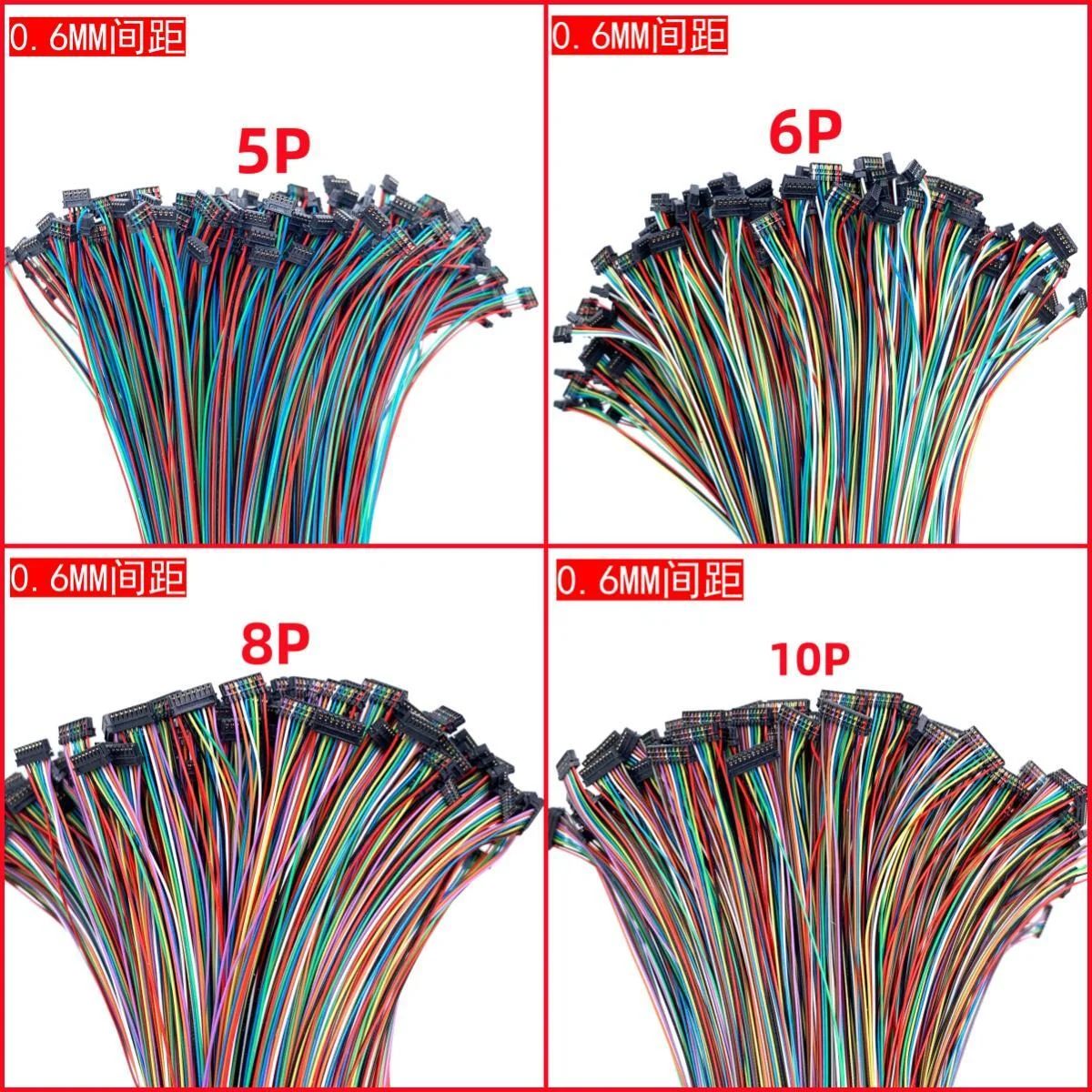 Conector de cable de Terminal de dobladillo simple/doble tipo perforación de paso de 0,6mm arnés de cables electrónico 2P3P4P5P6P7P8P10 Pin 150mm 200mm - imagen 3
