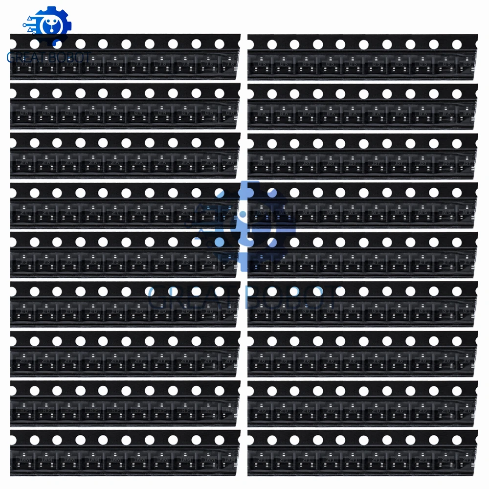 KIT de transistores SMD SOT-23 S9013 S9014 S9015 S9018 MMBT3904 MMBT3906 SS8050 SS8550 2N5551 2SC1815 Total 10 tipos X10 piezas = 100 piezas - imagen 2