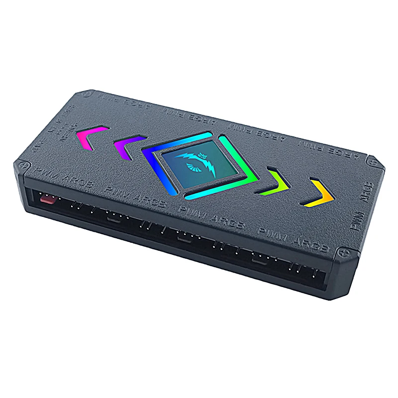QiuzAim RGB ventilador de refrigeración 1 a 9 controlador ARGB 4pin/PWM 5V 3pin para ordenador PC carcasa chasis radiador ARGB ventilador Hubs SATA alimentado - imagen 4