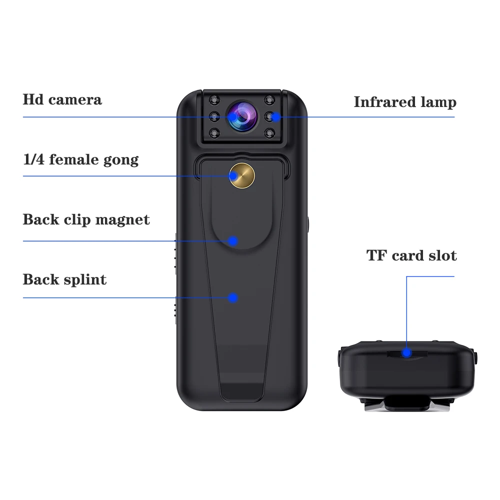 Cámara de visión nocturna giratoria de 1080P HD, grabadora portátil para aplicación de la ley, Clip trasero para deportes al aire libre - imagen 2