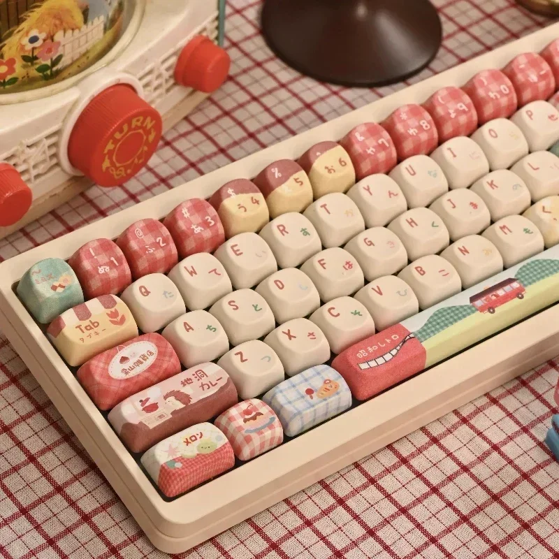 Lishan Shopping Street Keycaps personalizado PBT tinte sublimación SOA perfil Key Cap lindo dibujos animados Anime Point Key Cap para regalos de juegos - imagen 2