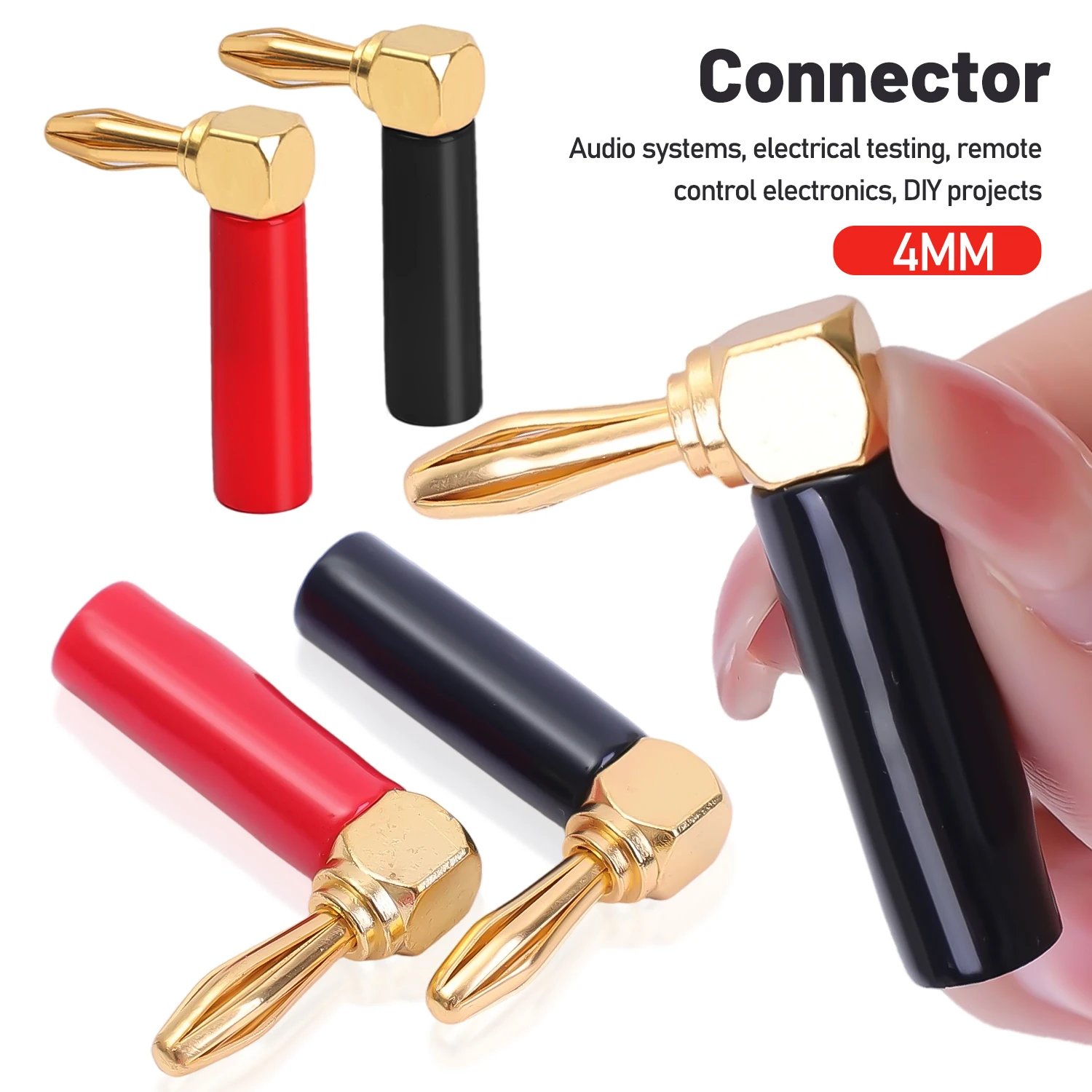 Adaptador de Audio de codo en forma de L de 4mm para reproductor, amplificador de guitarra, convertidores de auriculares de vídeo, adaptadores de enchufe Jack macho a hembra