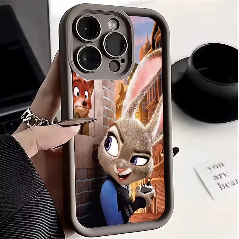 Funda de silicona suave para teléfono, carcasa de dibujos animados de Anime Zootopia, Judi, Nick Rabbit, policía, iPhone 16, 15, 14, 13, 12, 11Pro, Max, X, XR, XS, Max, SE2 - imagen 3
