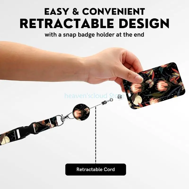 Y88B Juego cordón retráctil con carretes para portatarjetas con tarjetero para estudiantes - imagen 4