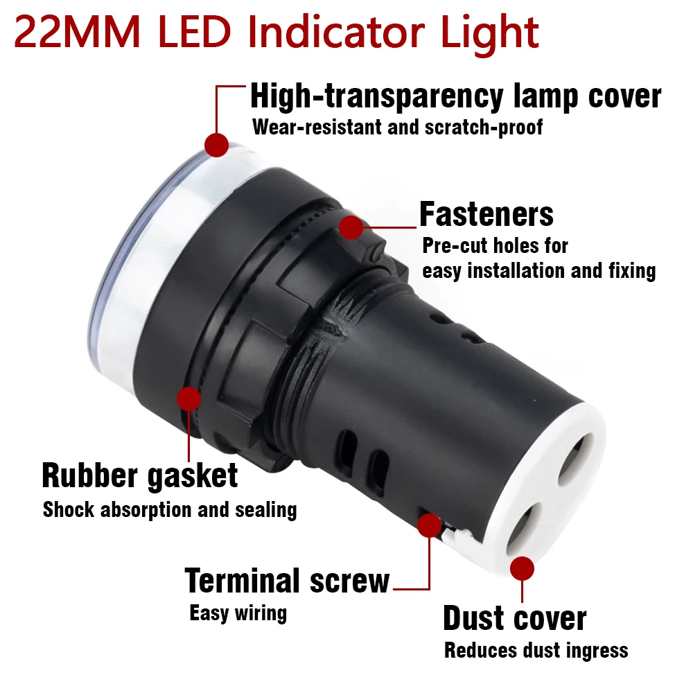 16MM 22MM LED indicador electrónico de potencia lámpara de luz de señal piloto AC DC 12V 24V 110V 220V 380V Panel rojo verde amarillo azul blanco - imagen 5